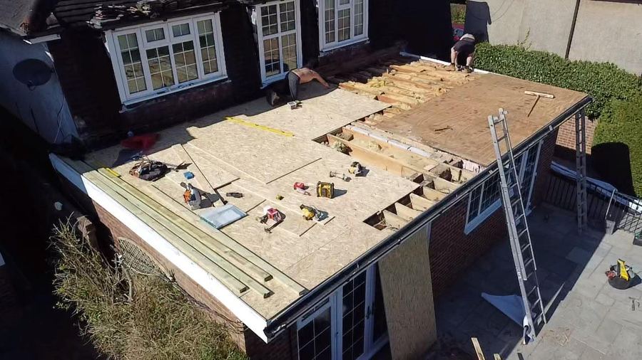 Site protection at street level below a commercial job