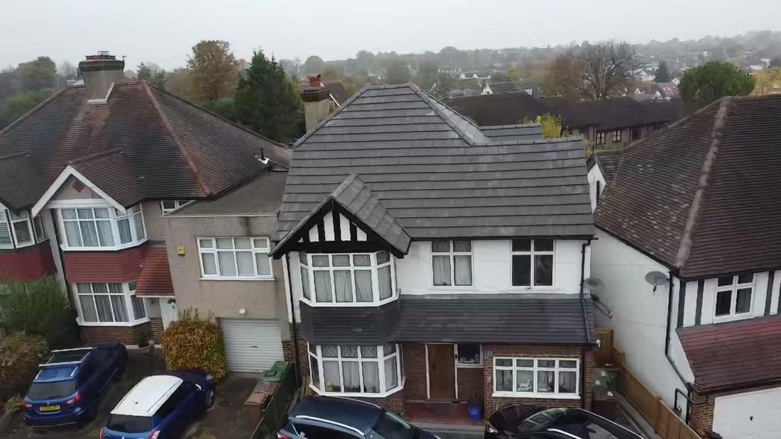 A completed pitched tile roof
