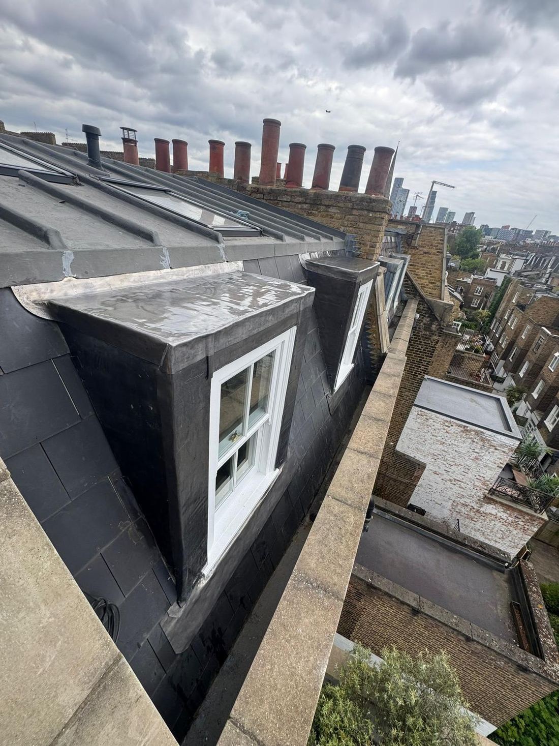 Lead detailing around a dormer window