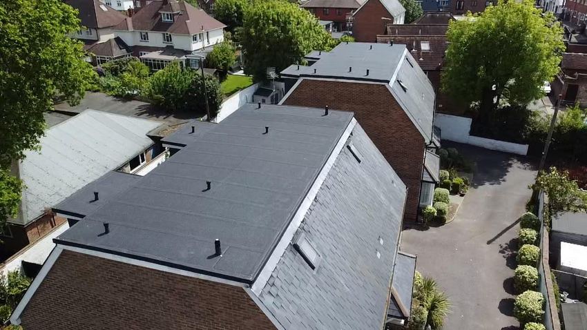 Completed felt roofing project